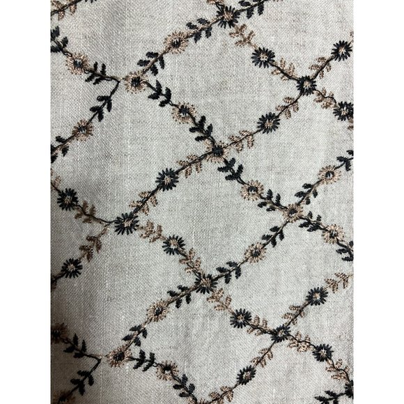 CTC Linens Women's Medium Sleeveless Brown Beige Floral Embroidered Linen Dress - Picture 4 of 9